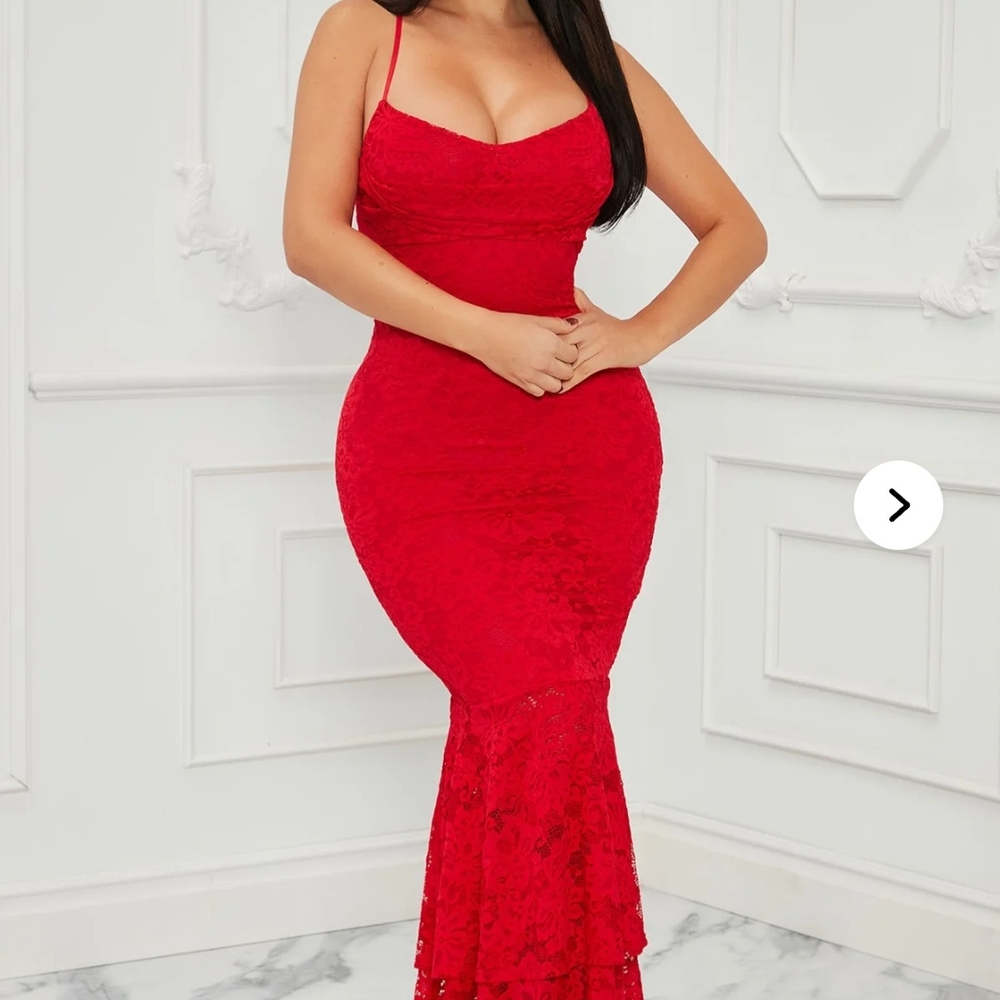 Fashion Nova Red Ruched Maxi Dress